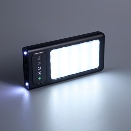 External battery 485, 10000 mAh, Type-C/Lightning/MicroUSB cables, lantern, black-11