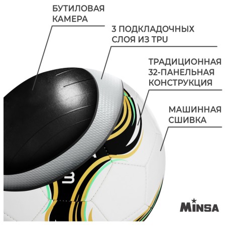 Ball football minsa spin, tpu, machine stitching, 32 panels, p. 3-2