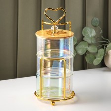 Three -tier glass “Heart” glass, 500 ml, 12.2 × 27.5 cm, pearlescent color