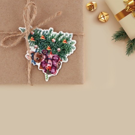 Schildik decorative for the gift "Hare at the Christmas tree", 6.3 x 7 cm, New Year-2