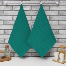A set of kitchen towels of the share, green color, 35x60cm-2pcs, 100% HL, waffle, 220 g/m2