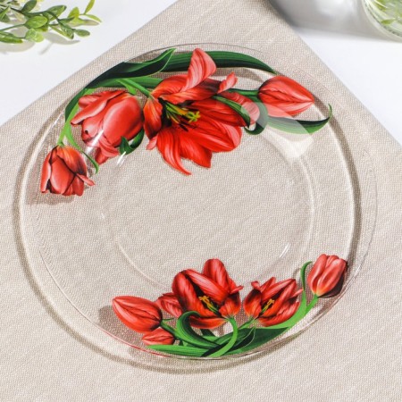 Plate "Tulip", glass, dessert, d = 19.6 cm-1