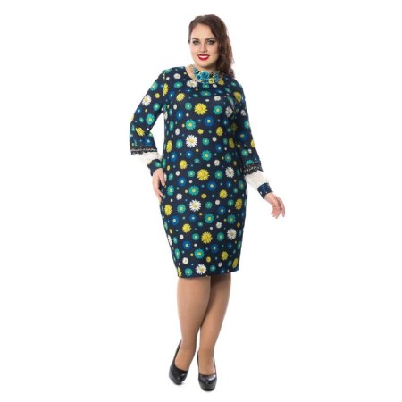 Female dress, size 52, blue, green color-1