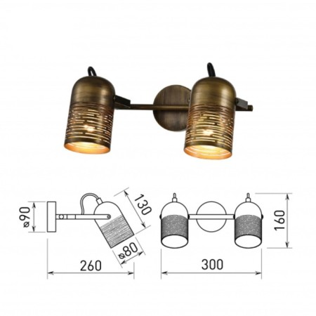 Lamp wall-flowing spot Rivoli Lamia 2he27, 40 watts with a switch with a switch-2