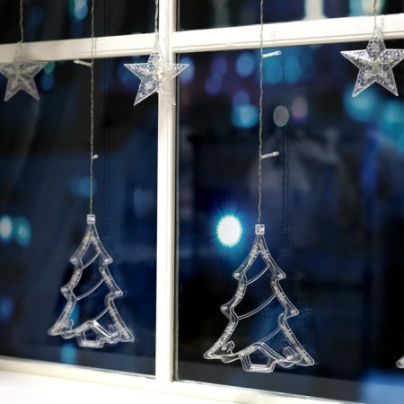 Garland “fringe” 2.4 × 0.9 m with nozzles “Christmas tree”, IP20, transparent thread, 138 LED, white glow, 8 modes, 220 V-3