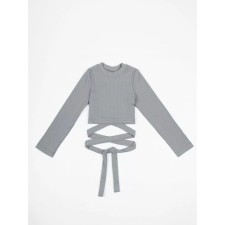 TOP for a girl with long sleeves on Generation ties, height 134 cm, color gray color