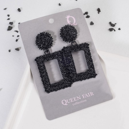 Caribbean metal earrings are large, black color-2