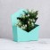 Trapection envelope is monophonic, turquoise 19.5 x 23 x 8 cm
