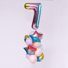 A bouquet of balls “Birthday is tenderness. 7 years ”, foil, latex, set of 15 pcs.