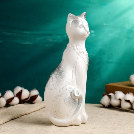 Figure "Cat Pharaoh" White in silver, 28cm-1