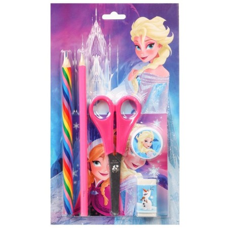 Cleaning set, notebook, sharpener, eraser, pencil, scissors, cold heart-2