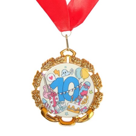 Jubilee medal with the tape "10 years", d = 70 mm