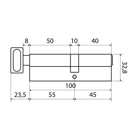 Cylinder mechanism standard MAX, 100 mm (45x55V), 5 keys, key/turntable, matte nickel 102481-2