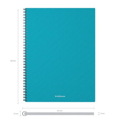 A4 notebook, 80 sheets in a cage on a spiral Erichkrause "Glance Vivid", with a plastic cover, an offset unit, white 100%, mix-6