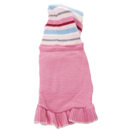 Knitted dress with a striped hood, ds 25 cm, pink-1