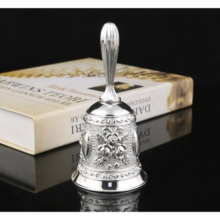 Metal bell with engraving, 11.3 x 5.4 cm, silver-2