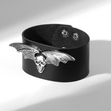Bracelet Unisex "Hardcore" skull, black color in black silver-1