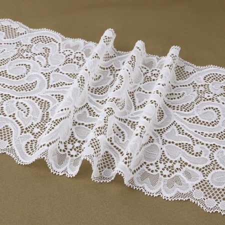 Lace elastic fabric, 175 mm × 2.7 ± 0.5 m, white color-1