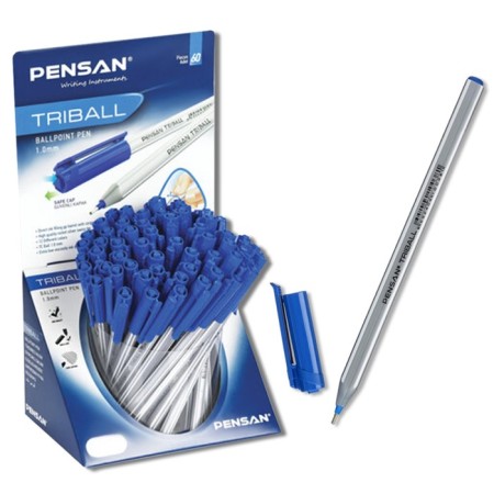 Ballpress Pensan Triball, node-igla 1.0 mm, three-sided, bluebells blue + display