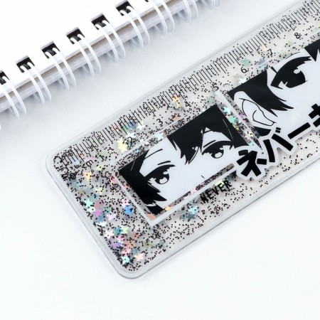 Ruler - shaker with sparkles "Never Give Up", 15 cm-2