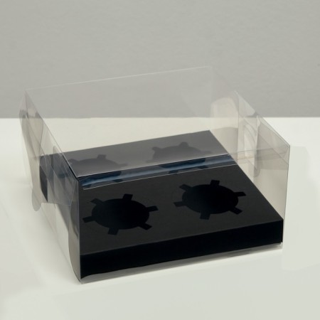Box for 4 cupcakes, black, 18.5 × 18 × 10 cm