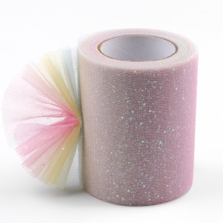 Fatin with glitter "Rainbow", 7.5 cm, 11 ± 1 g/sq.m, 9 ± 0.5 m, pink color No. 1