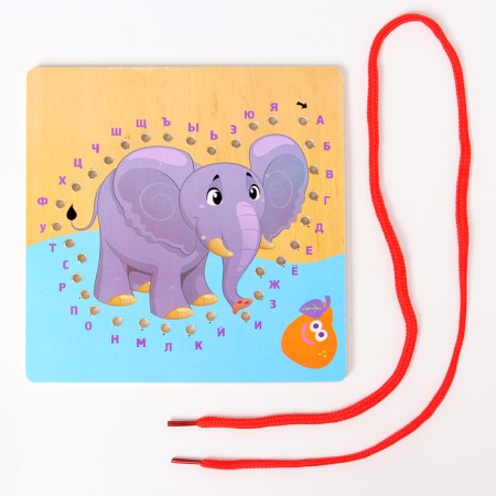 Lacing Elephant "Learn Alphabet" 14.5 × 14.5 × 0.5 cm-3