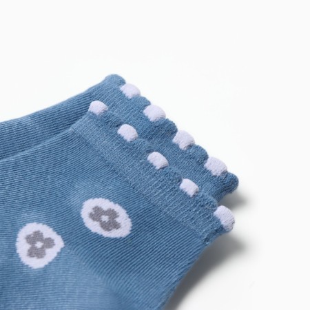 Children's socks "Flowers" Minaku, central blue (8-12 years old)-1