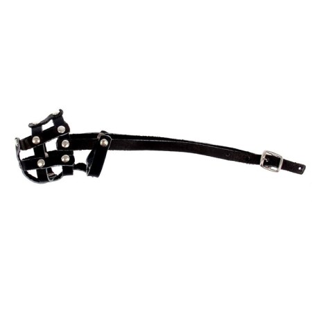 Muzzle leather mesh No. 0, dachshund (length on the nose is 4.5 cm, muzzle 14 cm), black-1