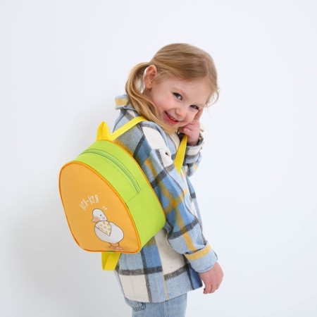 Baby backpack for the girl "Duck", 23x20.5 cm, lightning department, green color-10