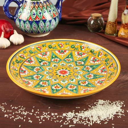 Largan Rishtan ceramics "Flowers", 31 cm, yellow-1