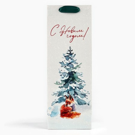 Package for a bottle "Happy New Year", Fox, 13 x 36 x 10 cm, New Year-3