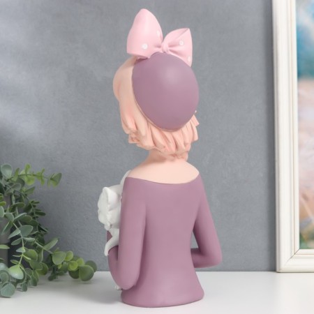 Polystone souvenir "Baby with a scythe, a bow in peas, with a cat" 36x12x15.5 cm-5