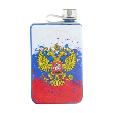 Фляжка для алкоголя "Герб РФ", нержавеющая сталь, подарочная, 270 мл, 9 oz-1