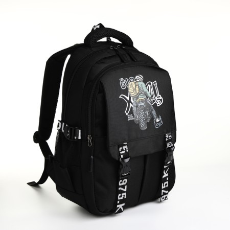 Youth backpack from lightning textiles, 5 pockets, black color-2