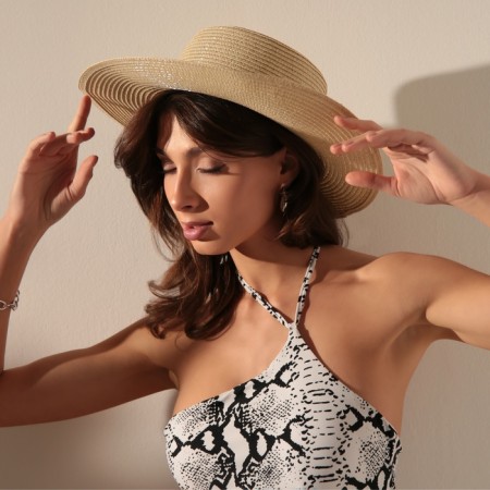 Women's hat minku "Summer" Beige color, rr 56-58