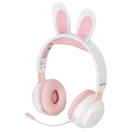 Children's headphones AIWA AW023, wireless, invoices, microphone, 400 mAh, white