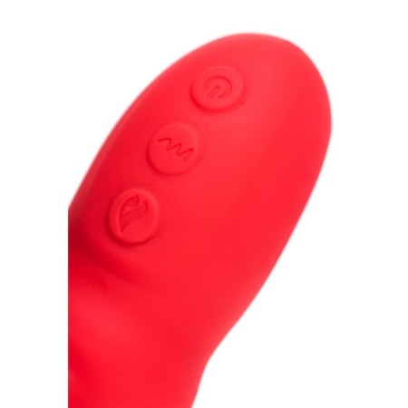 Jos Redli vibrator with a moving head, silicone, red color, 21 cm-5