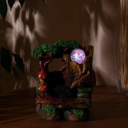 Fountain "Mushrooms on logs" 16x12x21 cm (with backlight)-2