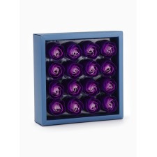 A set of soap roses in a box 16 pieces, purple-white