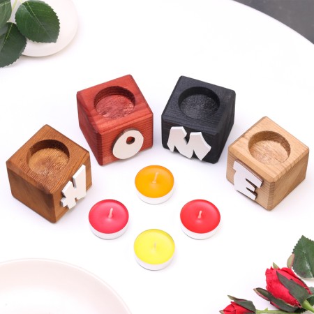 Interior candlestick 4 pcs with the inscription Home, color: "mix", aroma: berry-fruit mix-3