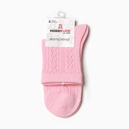 Women's socks, pink/embossed pigtail color, size 36-40-2