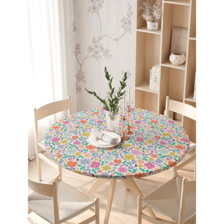 Tables on the table “mood - spring”, round, oxford, elastic band, size 140x140 cm, diameter 105-120 cm-2