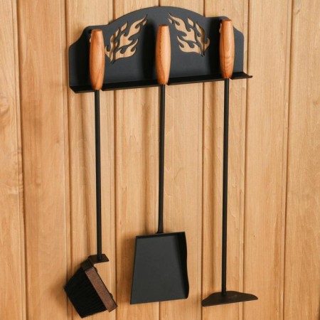 Fireplane set KN 0-2 wall 3 objects (brush, poker, scoop) black-1