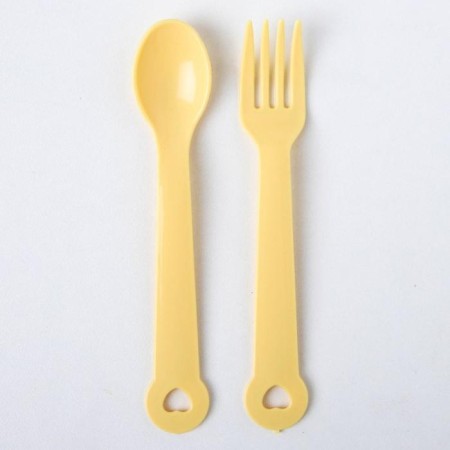 A set of children's dishes, 4 items: bowl, spoon, fork, chip with solid nose 200 ml, MIX color-7