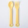A set of children's dishes, 4 items: bowl, spoon, fork, chip with solid nose 200 ml, MIX color