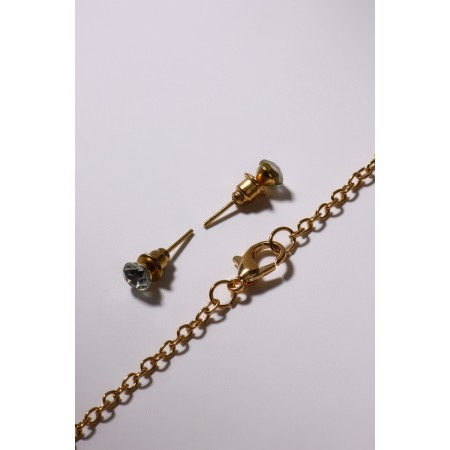 Set 2 objects: earrings, pendant "openwork" Vivaldi, white-red color in gold, 50 cm-2