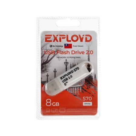 Flashka Exployd 570, 8 GB, USB2.0, Thu up to 15 MB/s, PLO up to 8 MB/s, white-3
