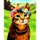 Diamond mosaic with a partial filling on the subframe "Cat in a wreath", 50 x 60 cm