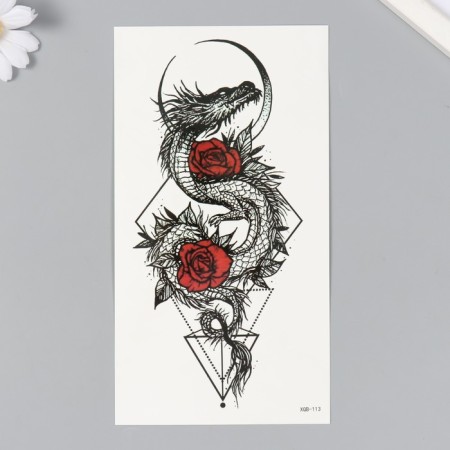 Black, color "dragon, roses and geometry" 11.4x21 cm